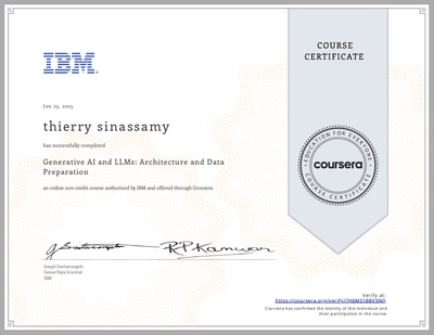 Generative AI and LLMs: Architecture and Data Preparation Certificate