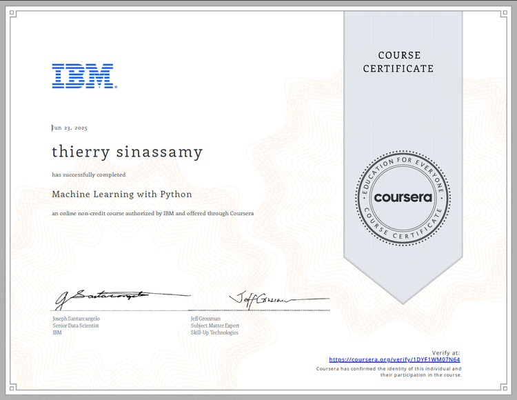 Machine Learning with Python Certificate